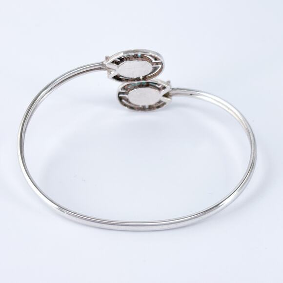 Vintage Sterling Silver 925 Persian Turquoise Bypass Cuff Bracelet 6.5" - Picture 4 of 7